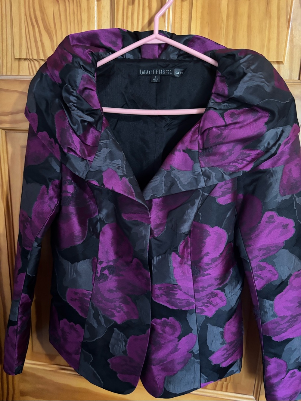 Lafayette 148 New York Black and Purple Floral Evening Blazer